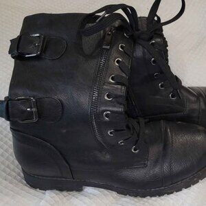 WOMEN'S BOOTS LEATHER VGC BLACK COMBAT HIKING SZ 7